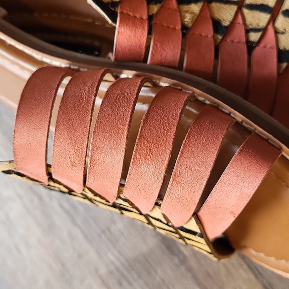 Crown Vintage Animal Print Cow Hair and Coral Leather Sandal Slides, 7.5 - Picture 6 of 11